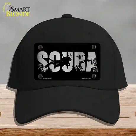 Scuba Brushed Chrome Novelty License Plate Hat Cotton / Black