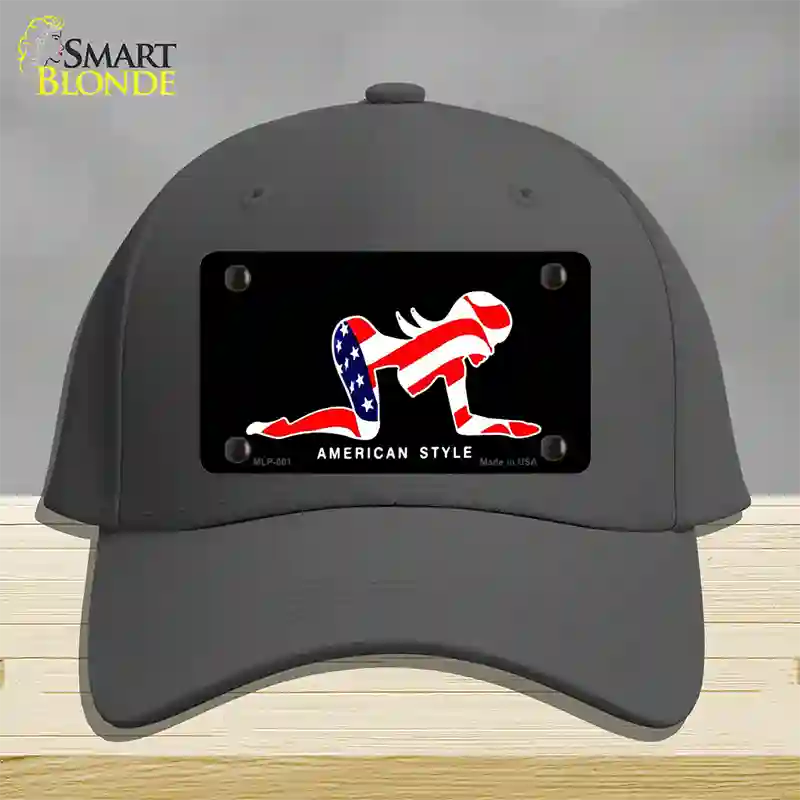 American Style Sexy Flag Pose Novelty License Plate Hat Cotton / Charcoal