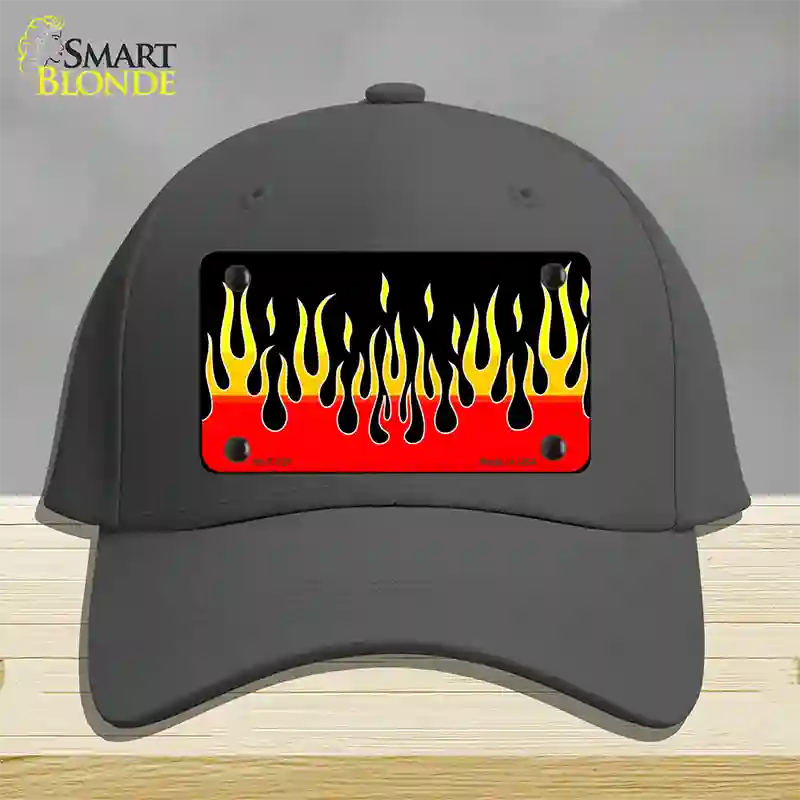 Flames Novelty License Plate Hat Cotton / Charcoal