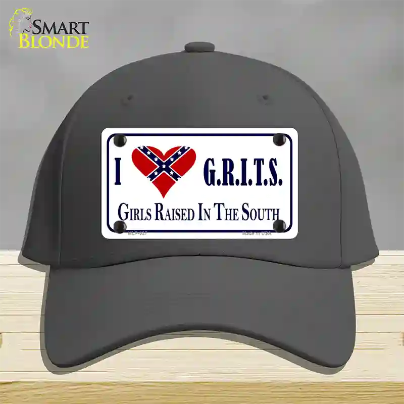 G.R.I.T.S. Confederate Flag Novelty License Plate Hat Cotton / Charcoal