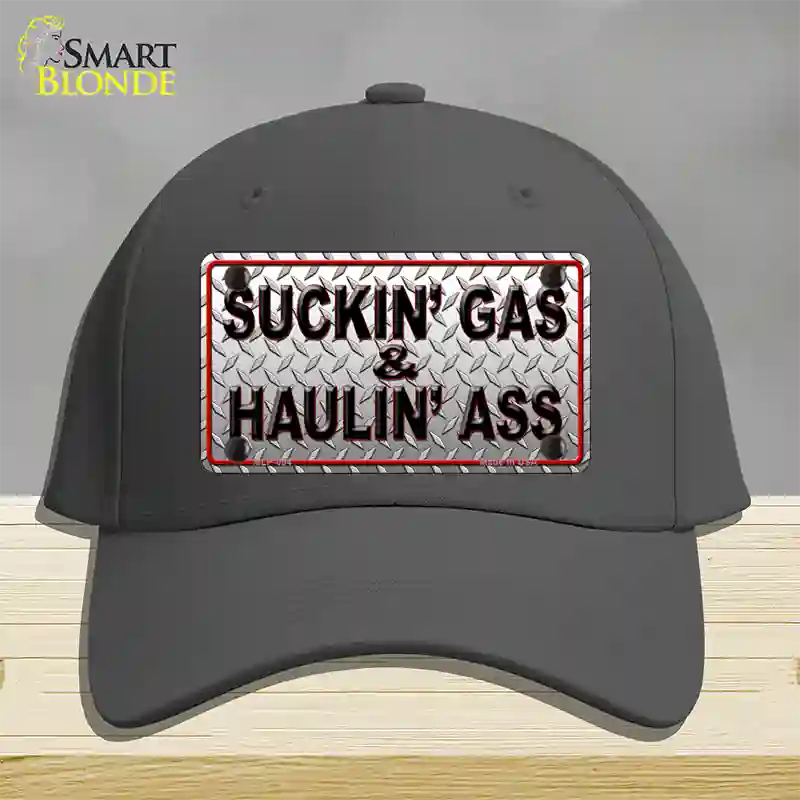 Suckin Gas and Haulin Ass Novelty License Plate Hat Cotton / Charcoal