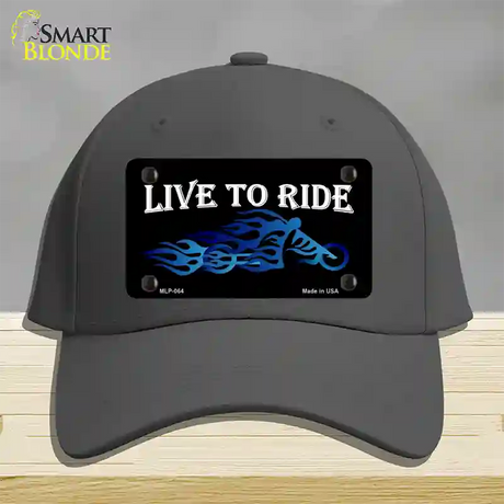 Live To Ride Novelty License Plate Hat Cotton / Charcoal