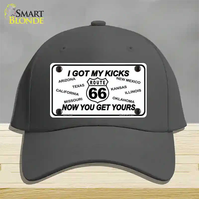 I Got My Kicks Novelty License Plate Hat Cotton / Charcoal