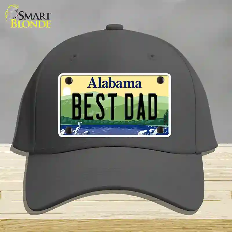 Best Dad Alabama Novelty License Plate Hat Cotton / Charcoal