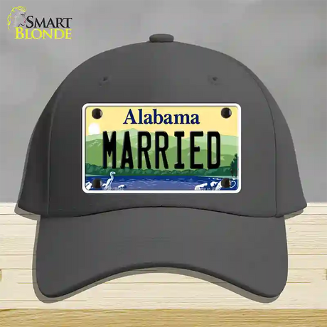 Married Alabama Novelty License Plate Hat Cotton / Charcoal