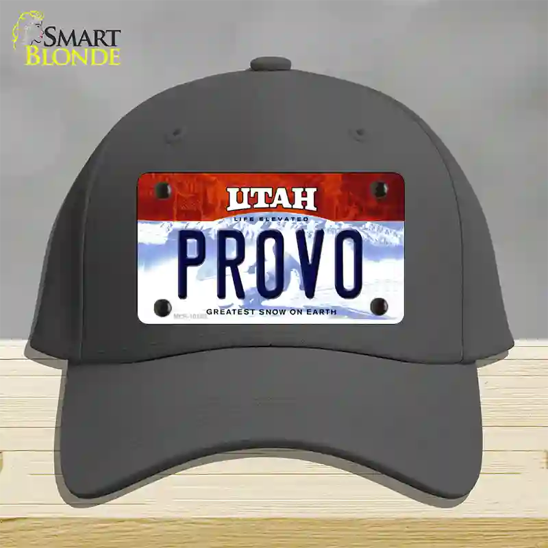 Provo Utah Novelty License Plate Hat Cotton / Charcoal