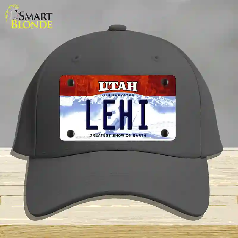 Lehi Utah Novelty License Plate Hat Cotton / Charcoal