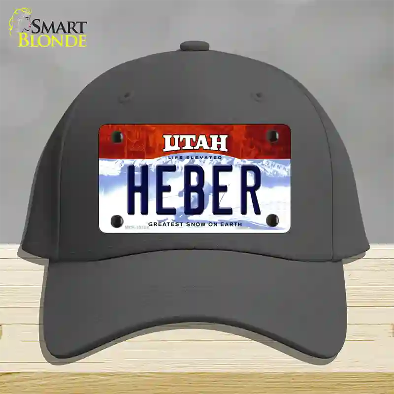 Heber Utah Novelty License Plate Hat Cotton / Charcoal