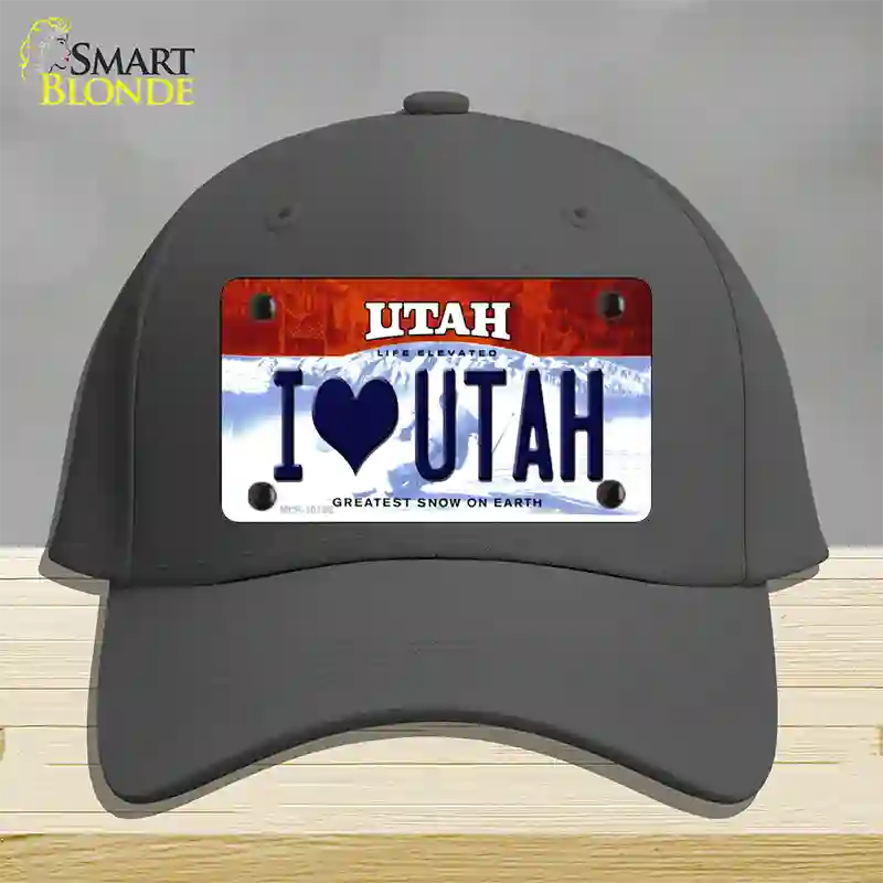 I Love Utah Novelty License Plate Hat Cotton / Charcoal