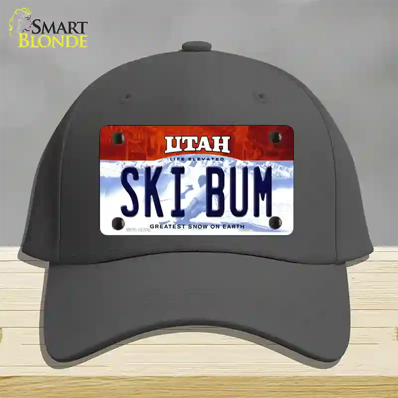 Ski Bum Utah Novelty License Plate Hat Cotton / Charcoal