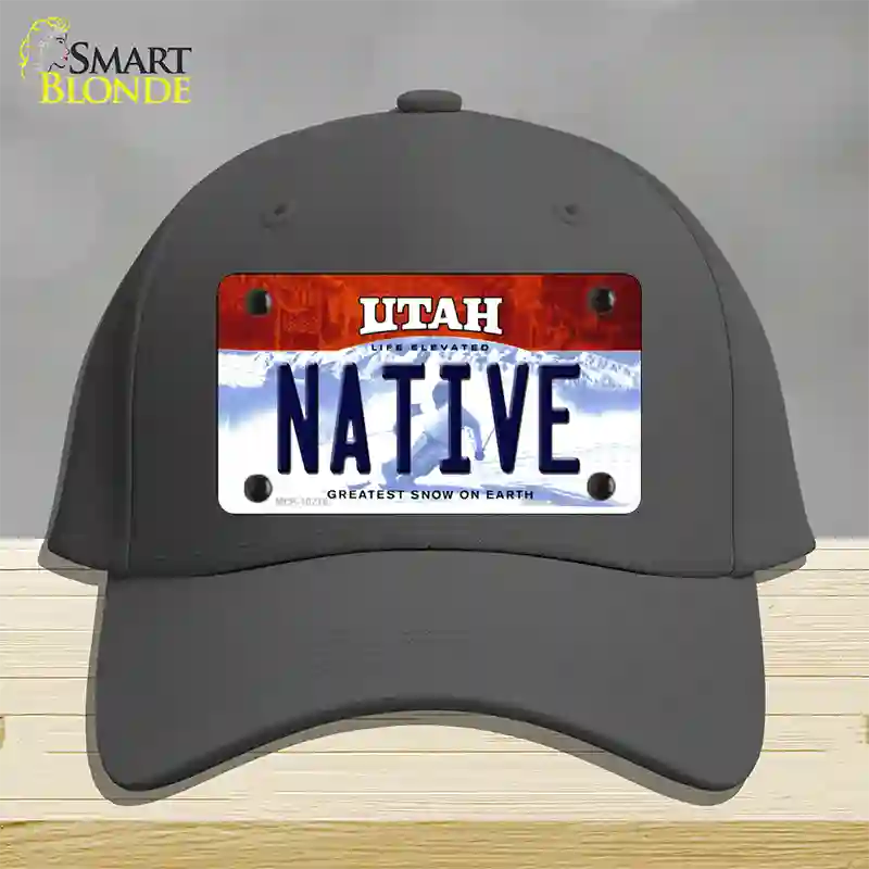 Native Utah Novelty License Plate Hat Cotton / Charcoal