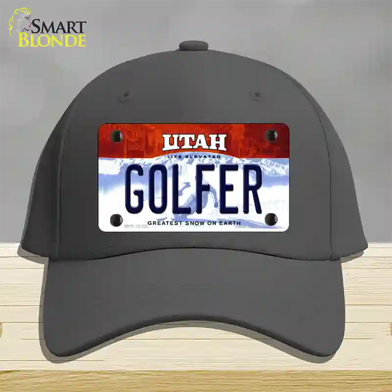 Golfer Utah Novelty License Plate Hat Cotton / Charcoal