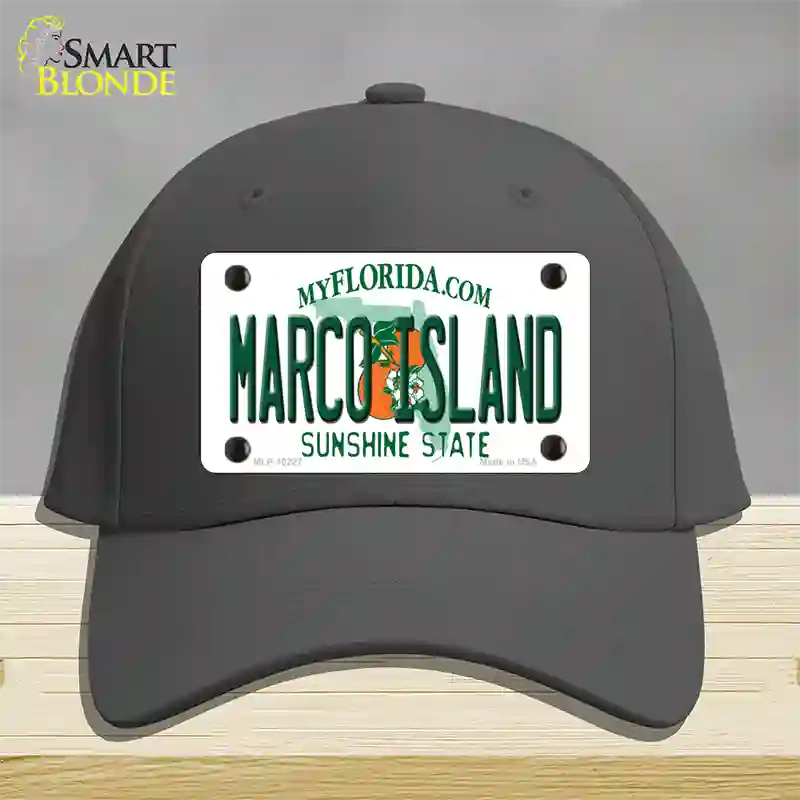 Marco Island Florida Novelty License Plate Hat Cotton / Charcoal