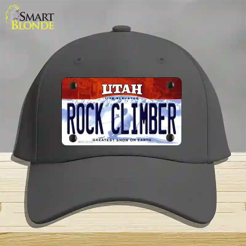 Rock Climber Utah Novelty License Plate Hat Cotton / Charcoal