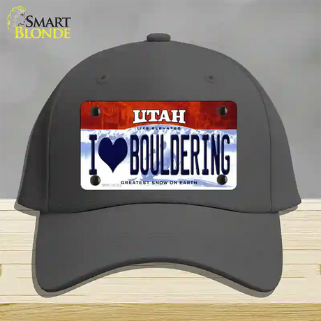 I Love Bouldering Utah Novelty License Plate Hat Cotton / Charcoal