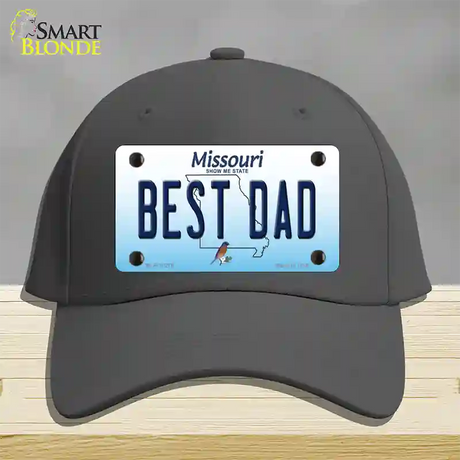 Best Dad Missouri Novelty License Plate Hat Cotton / Charcoal