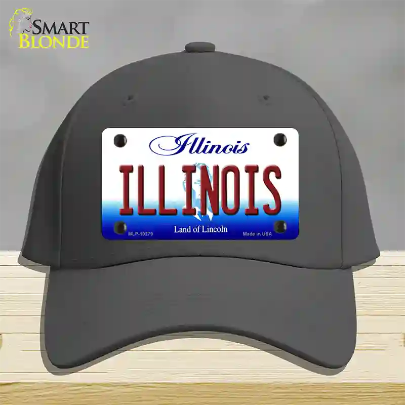 Illinois Land of Lincoln Novelty License Plate Hat Cotton / Charcoal