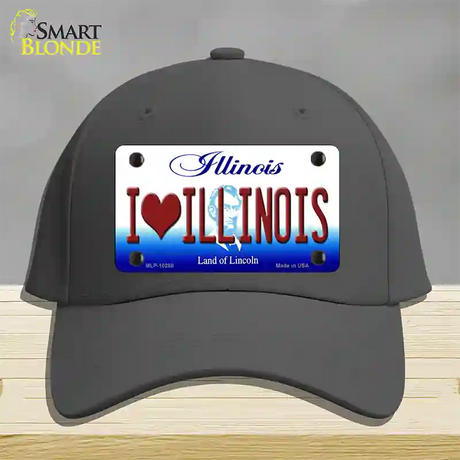 I Love Illinois Novelty License Plate Hat Cotton / Charcoal