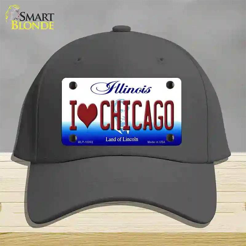 I Love Chicago Illinois Novelty License Plate Hat Cotton / Charcoal