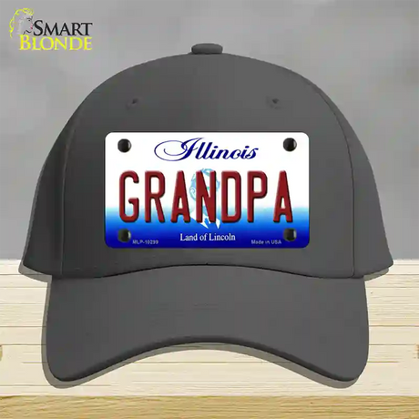 Grandpa Illinois Novelty License Plate Hat Cotton / Charcoal