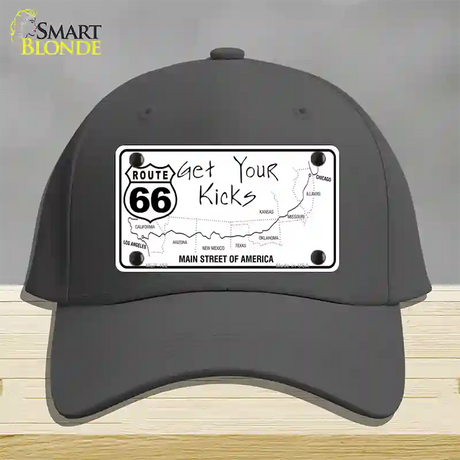 US Route 66 Map Novelty License Plate Hat Cotton / Charcoal