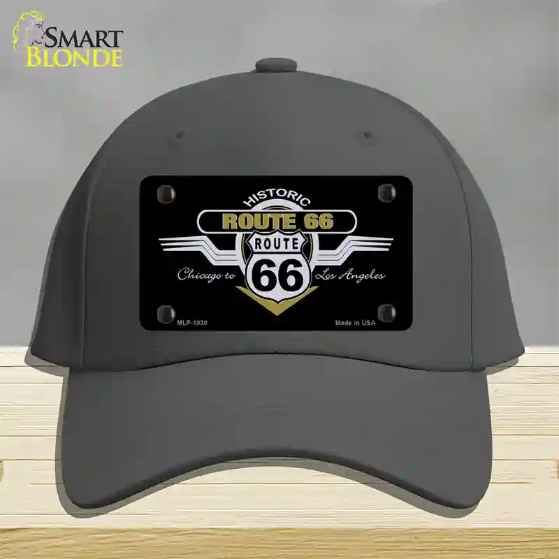 Route 66 Shield Wings Novelty License Plate Hat Cotton / Charcoal