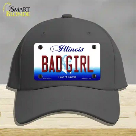 Bad Girl Illinois Novelty License Plate Hat Cotton / Charcoal