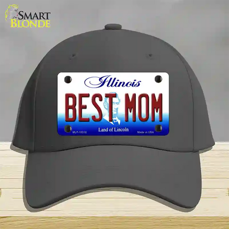 Best Mom Illinois Novelty License Plate Hat Cotton / Charcoal