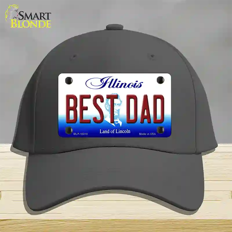 Best Dad Illinois Novelty License Plate Hat Cotton / Charcoal