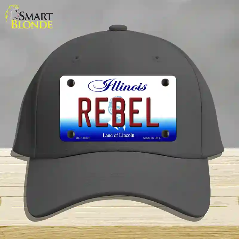 Rebel Illinois Novelty License Plate Hat Cotton / Charcoal