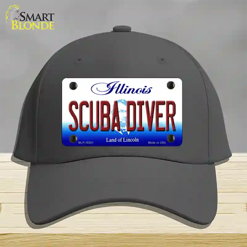 Scuba Diver Illinois Novelty License Plate Hat Cotton / Charcoal