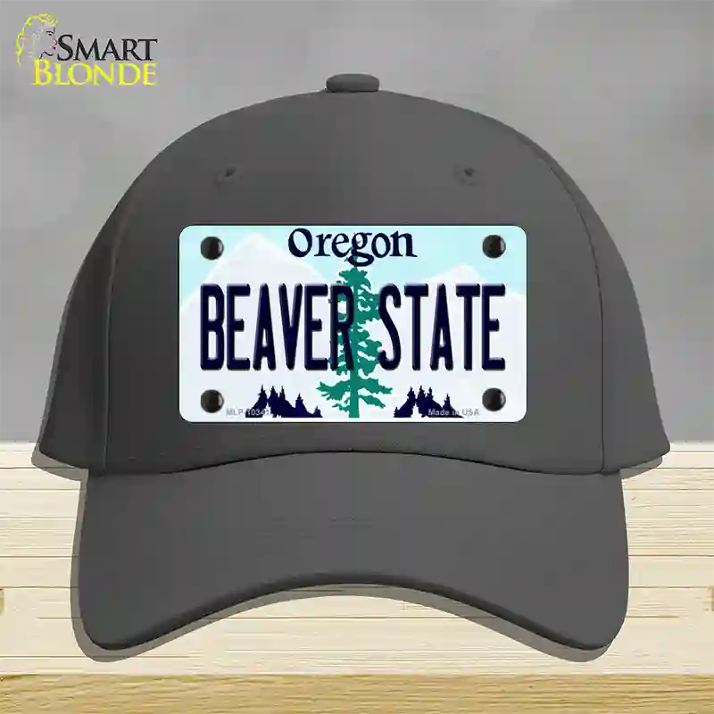 Beaver State Oregon Novelty License Plate Hat Cotton / Charcoal