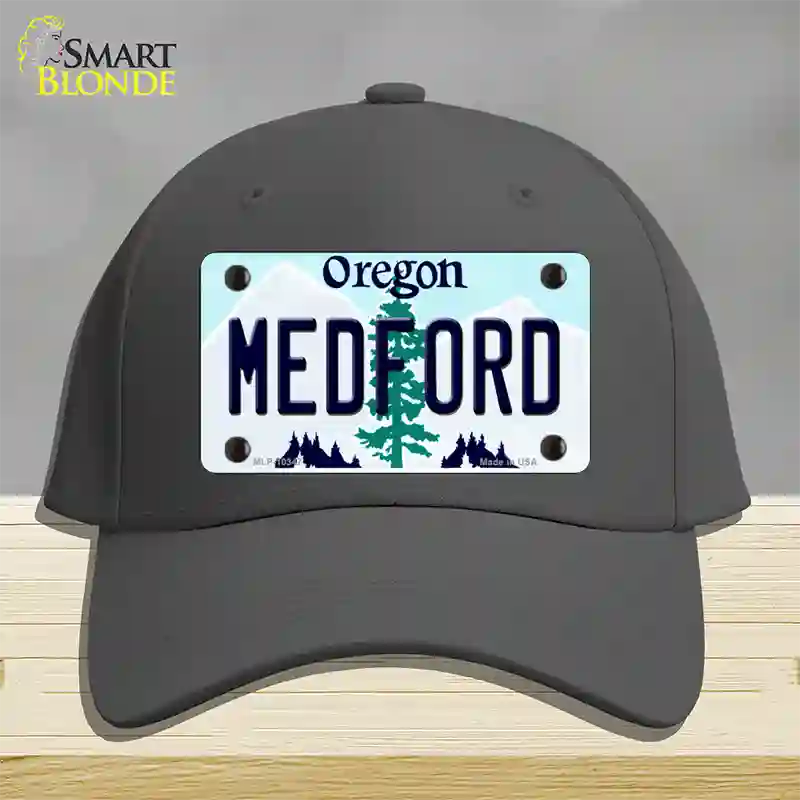 Medford Oregon Novelty License Plate Hat Cotton / Charcoal