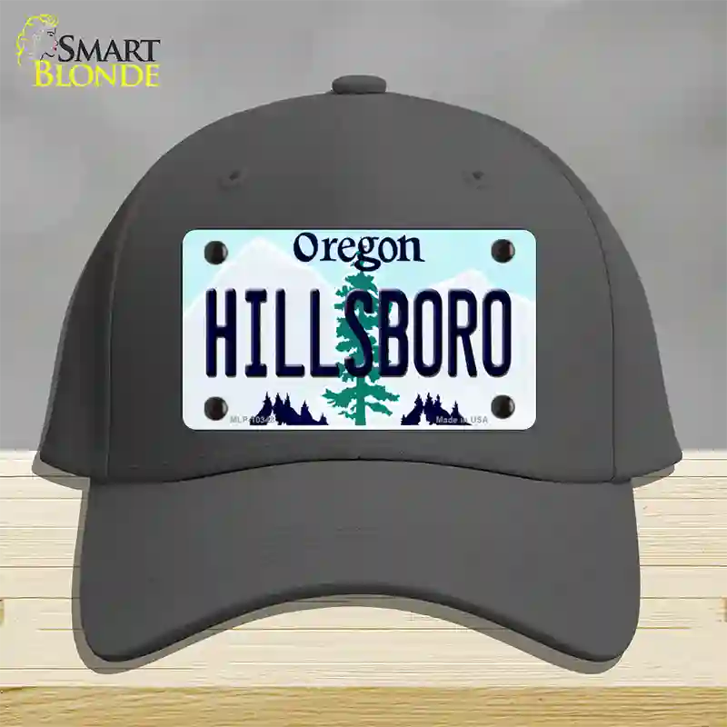 Hillsboro Oregon Novelty License Plate Hat Cotton / Charcoal