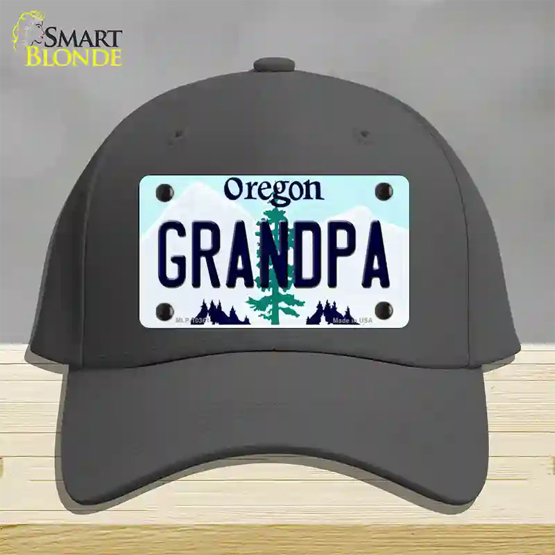 Grandpa Oregon Novelty License Plate Hat Cotton / Charcoal