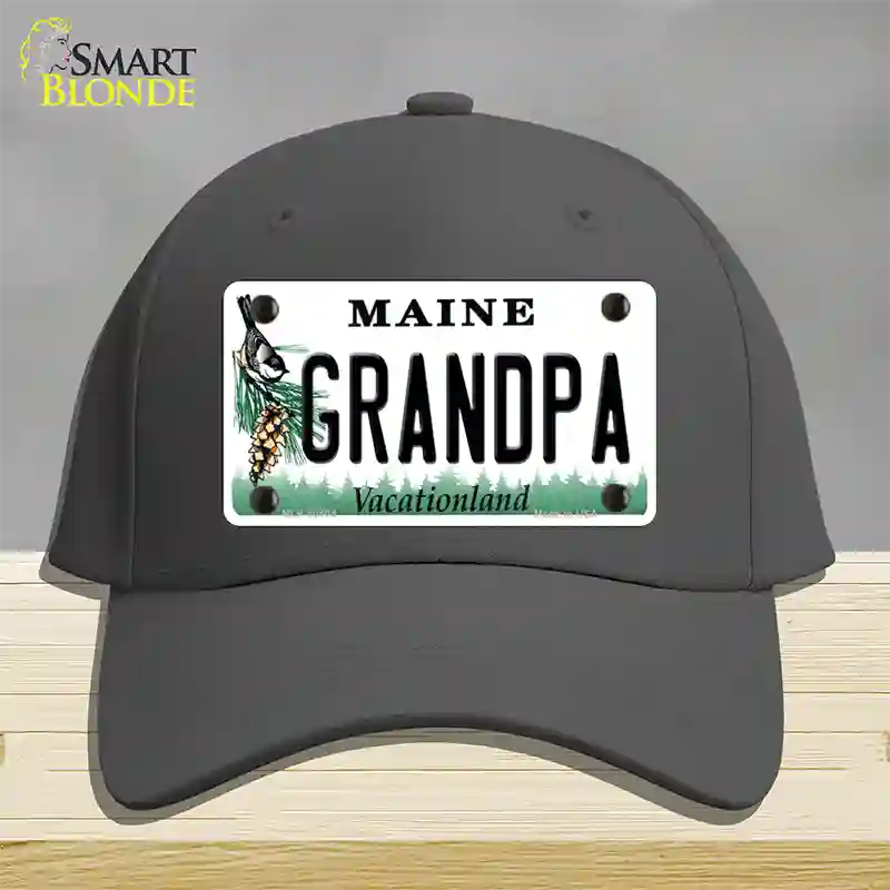 Grandpa Maine Novelty License Plate Hat Cotton / Charcoal