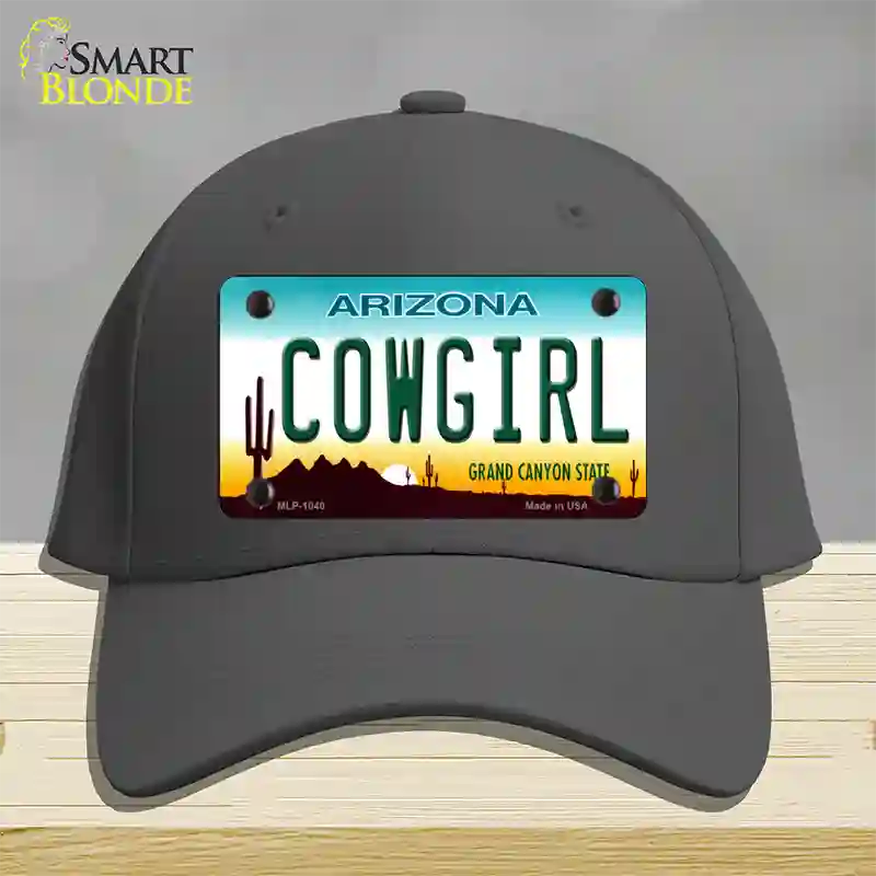 Cowgirl Novelty License Plate Hat Cotton / Charcoal