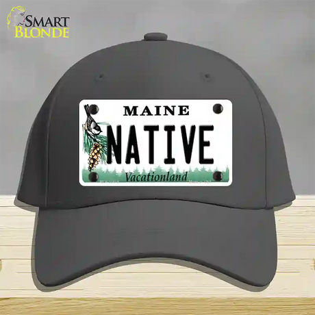 Native Maine Novelty License Plate Hat Cotton / Charcoal