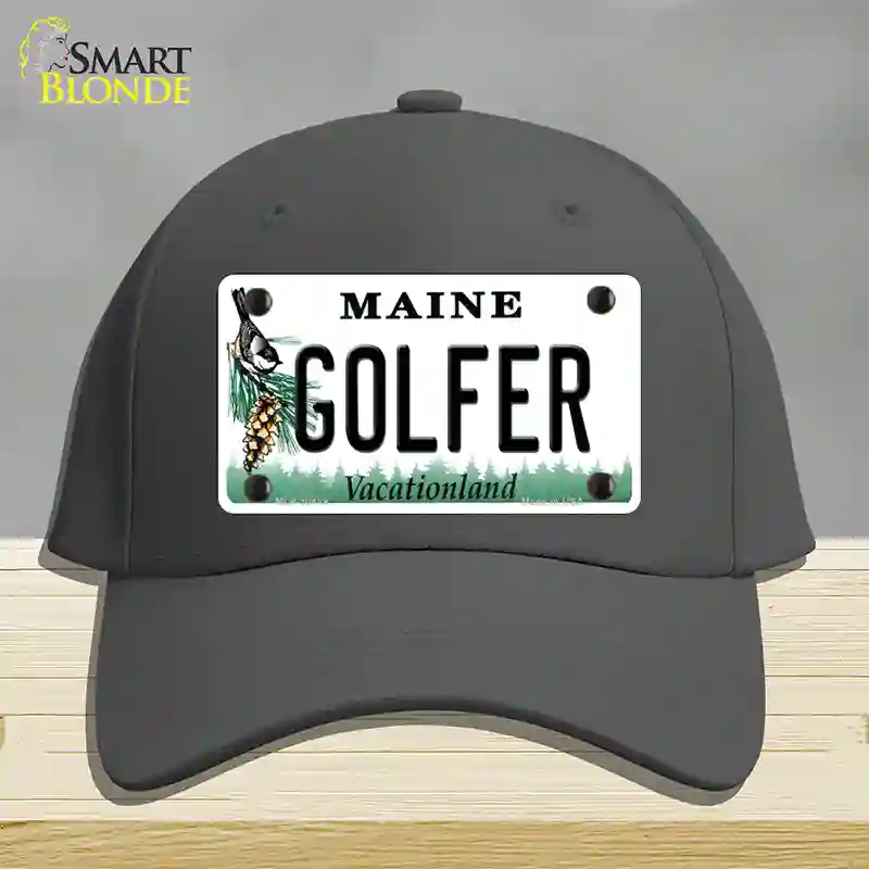 Golfer Maine Novelty License Plate Hat Cotton / Charcoal