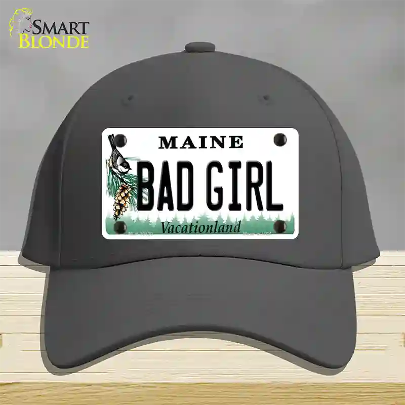 Bad Girl Maine Novelty License Plate Hat Cotton / Charcoal