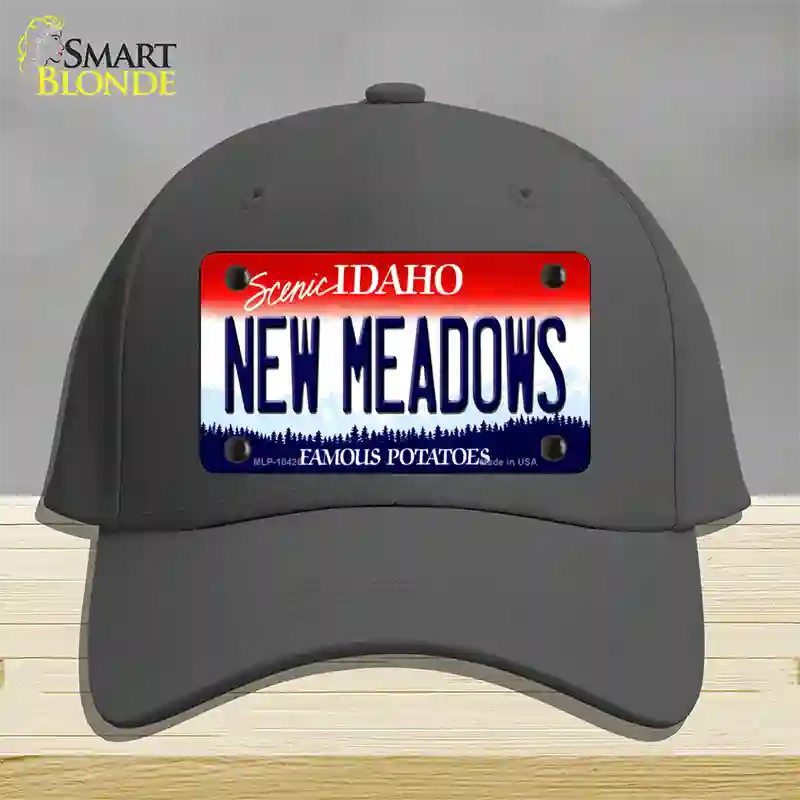 New Meadows Idaho Novelty License Plate Hat Cotton / Charcoal