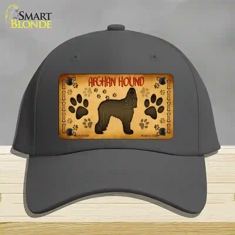 Afghan Hound Novelty License Plate Hat Cotton / Charcoal