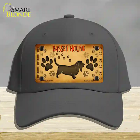 Basset Hound Novelty License Plate Hat Cotton / Charcoal