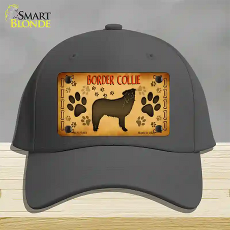 Border Collie Novelty License Plate Hat Cotton / Charcoal