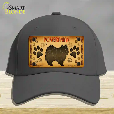 Pomeranian Novelty License Plate Hat Cotton / Charcoal