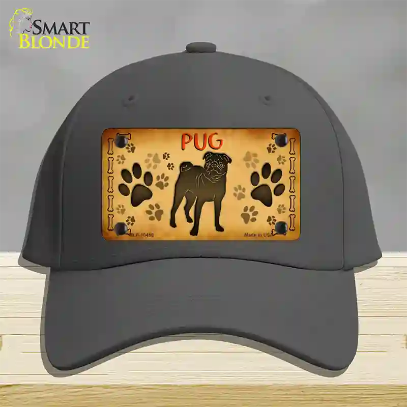 Pug Novelty License Plate Hat Cotton / Charcoal