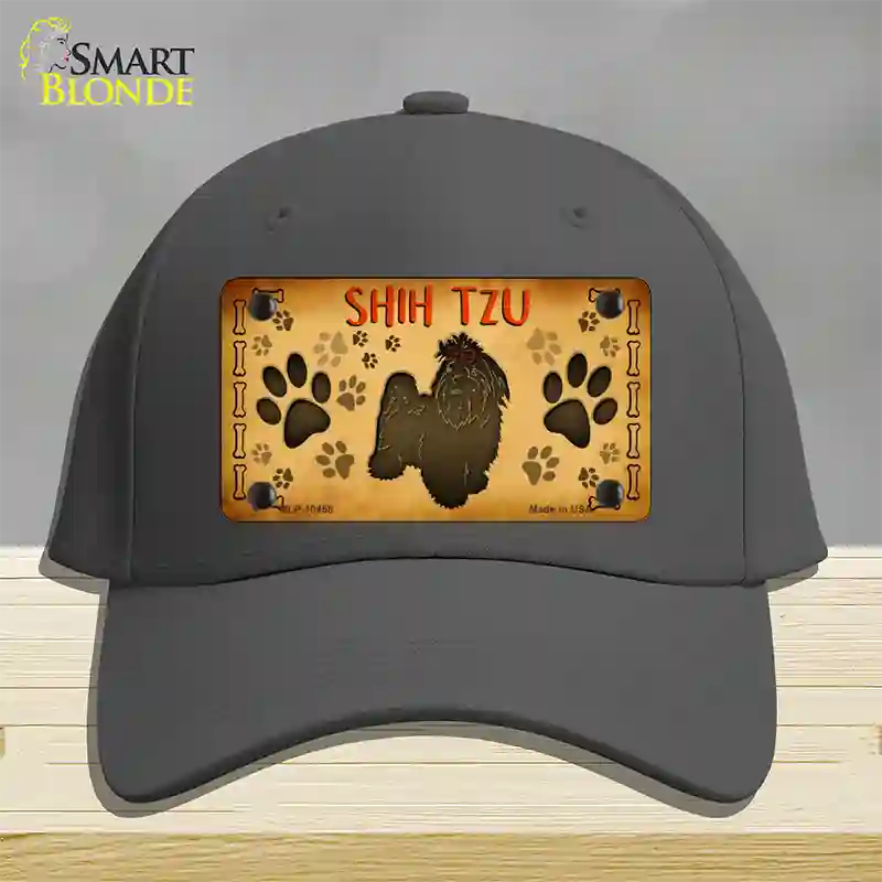 Shih Tzu Novelty License Plate Hat Cotton / Charcoal