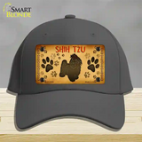 Shih Tzu Novelty License Plate Hat Cotton / Charcoal