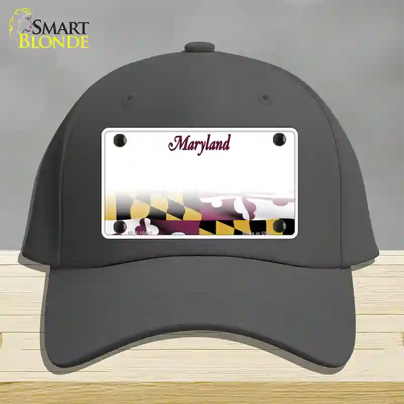 Maryland State Blank Novelty License Plate Hat Cotton / Charcoal