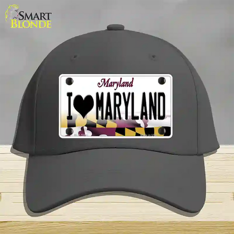 I Love Maryland Novelty License Plate Hat Cotton / Charcoal